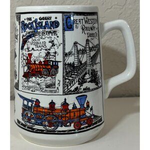 Vintage Howard Holt 1972 Train Railroad Mug Made In Japan Great Western Kansas